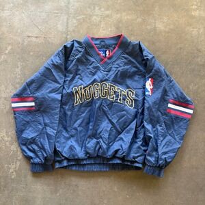 Vintage Denver Nuggets Pro Player Pullover Jacket NBA Windbreaker Size L 90s